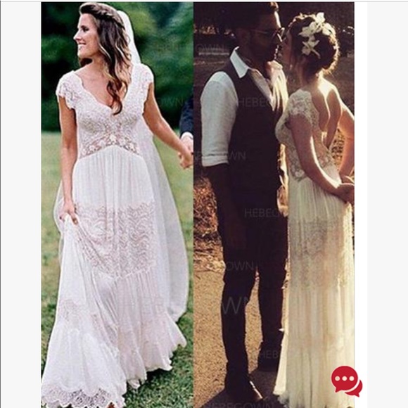 A-line Boho Wedding Dress - Picture 1 of 9